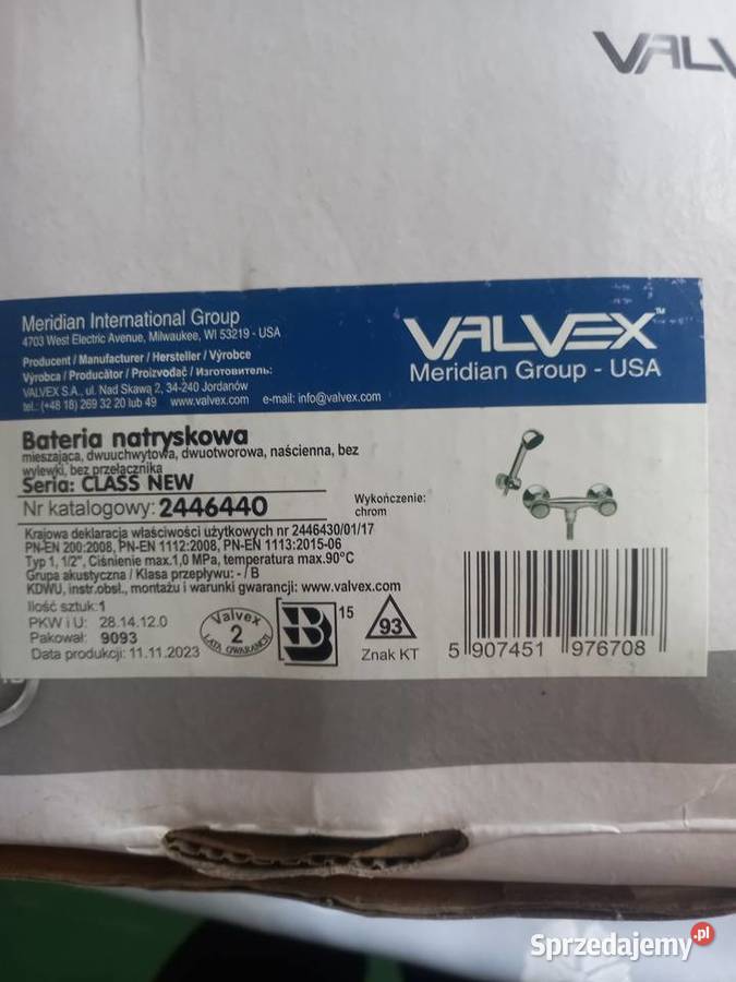 Nowa bateria natryskowa Valvex Kraków