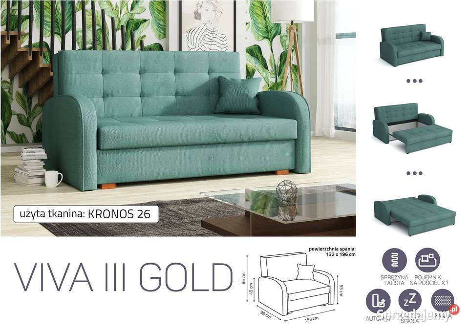 SofaKanapa Viva III Gold Darmowa dostawa Wieruszów sprzedam