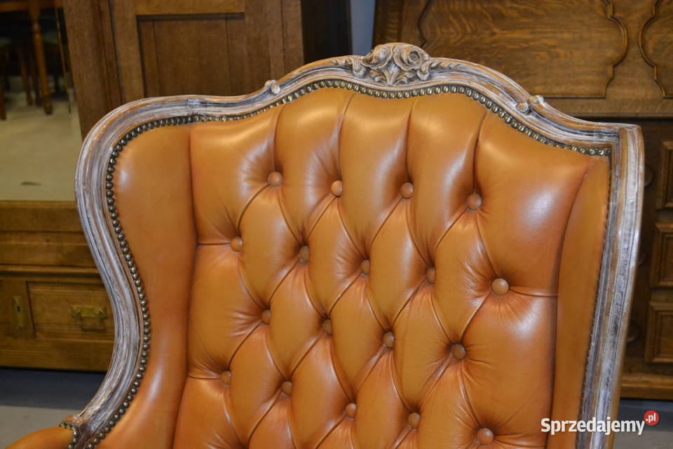 fotel ludwikowski skóra pikowania śląskie Będzin