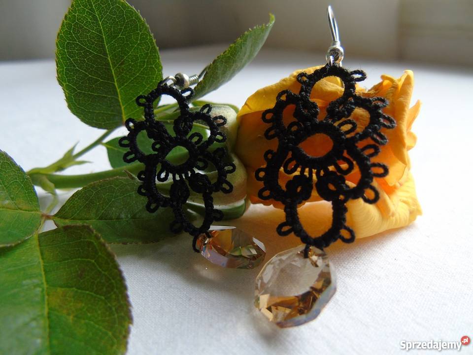 Kolczyki Frywolitkowe Wiśniowa