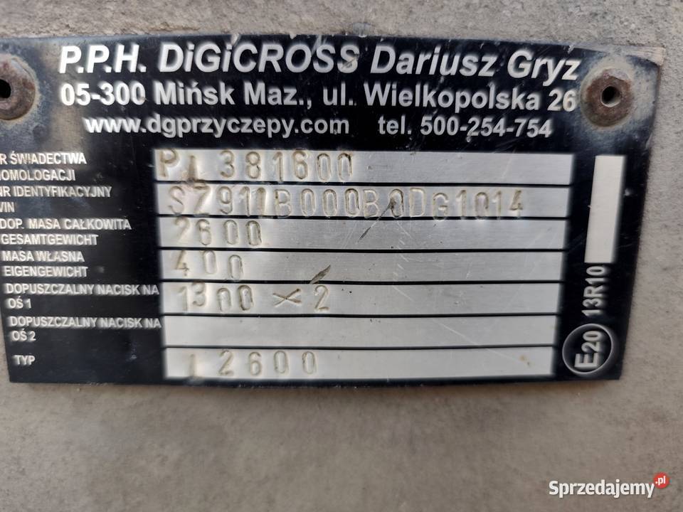 Przyczepa DiGiCROSS DMC 2600 Minikoparka towarowe Wodzisław