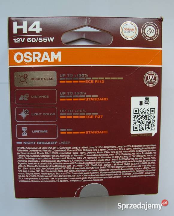 Żarówki H4 OSRAM NIGHT BREAKER LASER 150 osobowe Żarówki samochodowe łódzkie Łódź