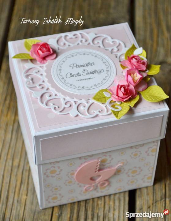 Kartka exploding box na Chrzest Święty ręcznie Słupsk