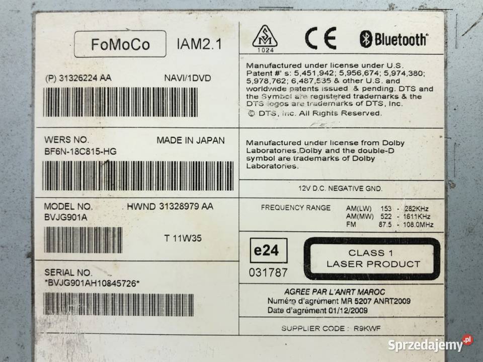 CZYTNIK NAWIGACJI JAGUAR XJ BF6N18C815HG osobowe Części samochodowe