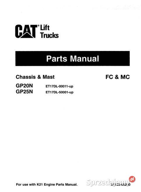 Caterpillar GP25N GP20N katalog czesci motoryzacja, transport Poradniki, albumy i reportaże