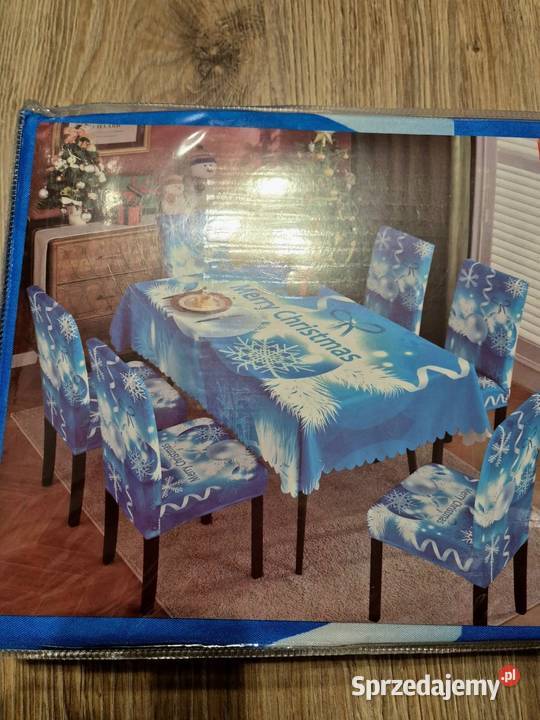 Zestaw świąteczny obrus pokrowce na krzesła Olkusz