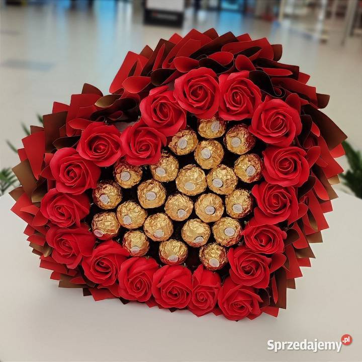 Bukiet Ferrero Rocher i róże mydlane 18 Serce Kraków sprzedam