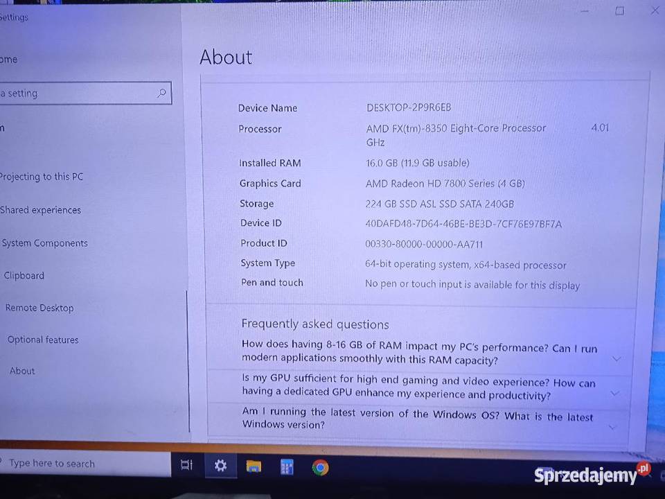 Komputer gamingowy AMD 8 rdzeni Łukanowice