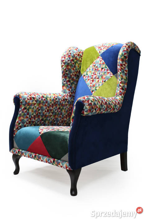 Fotel Uszak Designerski Wypoczynkowy Patchwork Kazimierz Biskupi