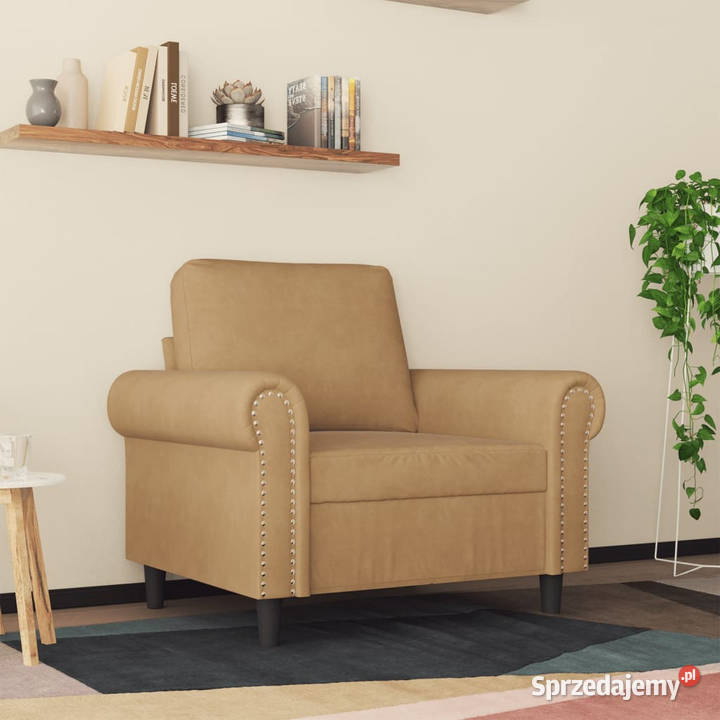 Fotel brązowy 60 obity aksamitem WM359516 Warszawa