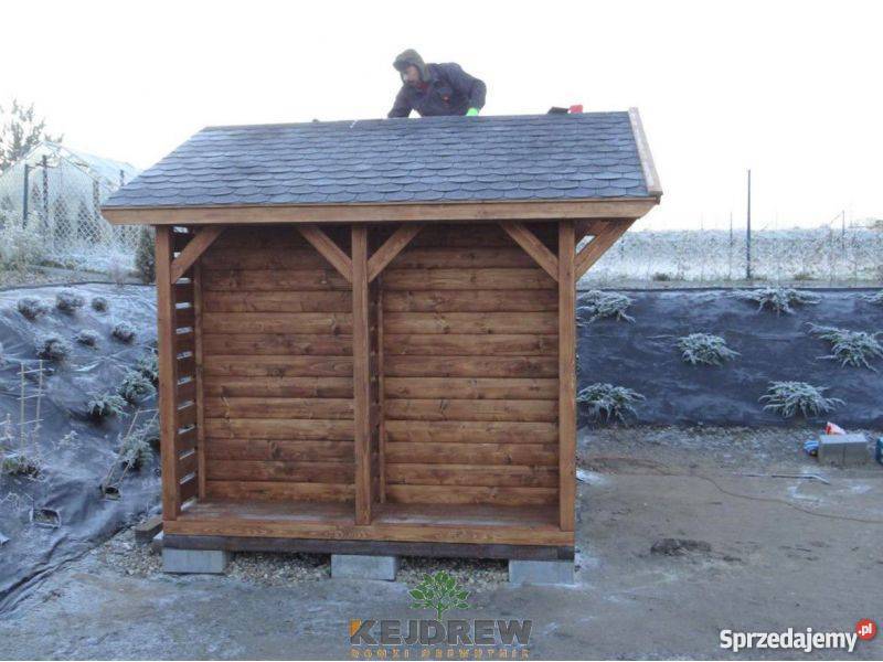 Domek z małą dwuboksową drewutnią Maria Architektura ogrodowa Ogród śląskie