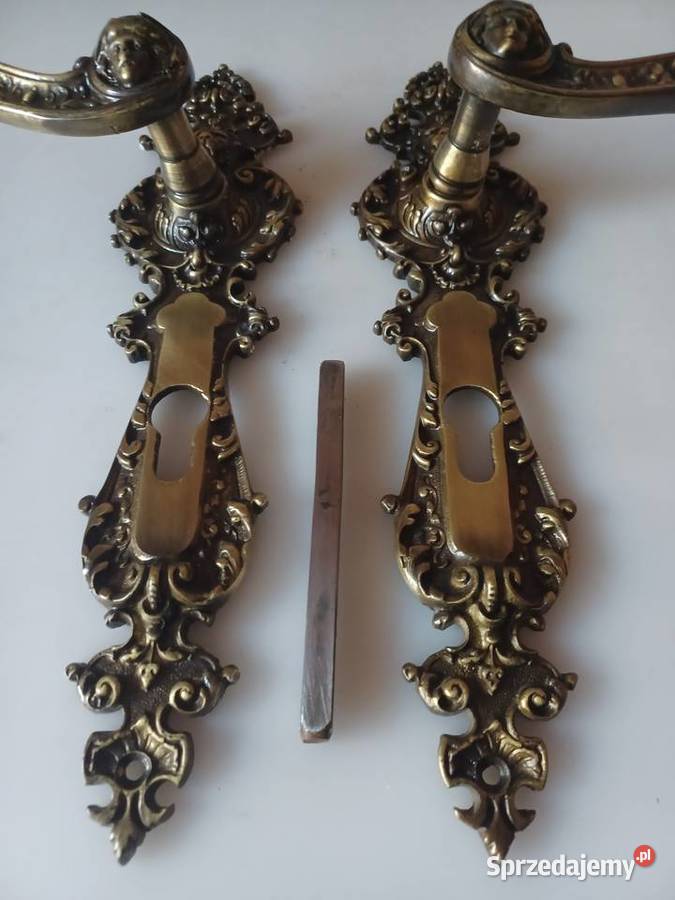 Komplet pałacowych klamek i szyldów Mosiądz Poznań