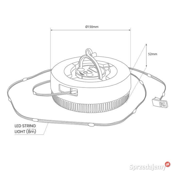 Lampka Solarna Corda 9000K 8m 3000K IP44 Starokrzepice