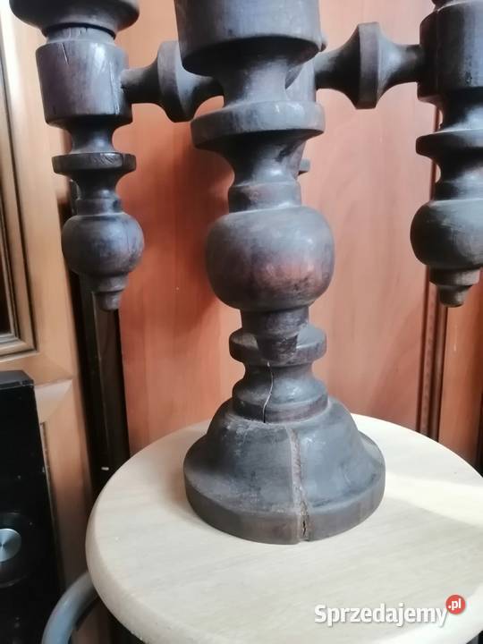 stary drewniany świecznik 4 ramienny Świeczniki Legnica sprzedam