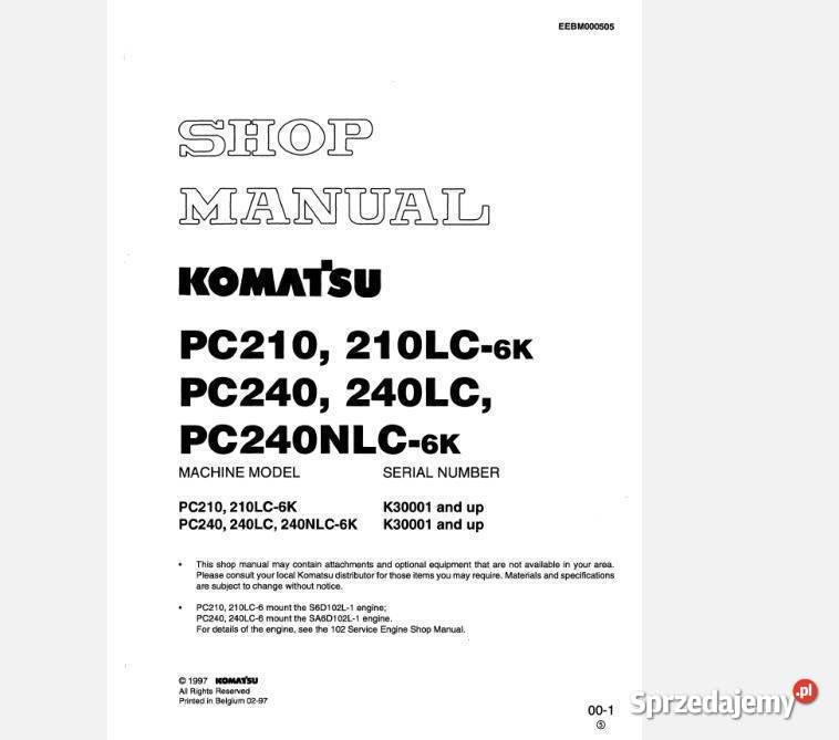 Komatsu PC240NLC6k instrukcja napraw Kielce