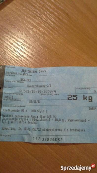 Jęczmień jary SOLDO do siewu Kępa Lubawska