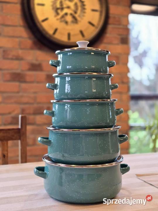 Garnki emalia zielone kropki i garnki emalia Piotrków Trybunalski