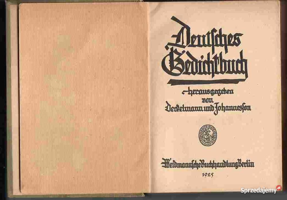 647 DEUTSCHES BEDICHTBUCH 1925 NIEMIECKU Czyrna
