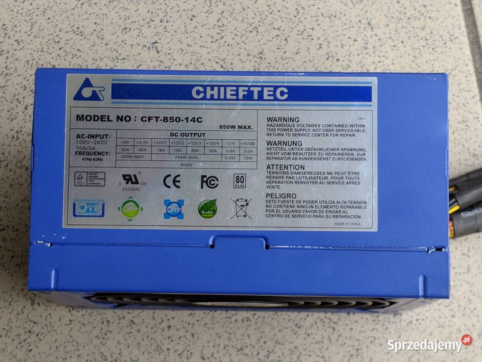 Chieftec CFT85014C 850W Certyfikat 80 140mm Ilość wentylatorów 1 opolskie Opole