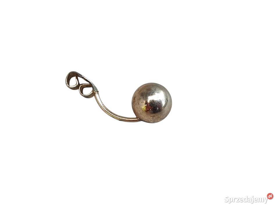 Stary kolczyk stalowy w kolorze złotym kulka Cieszyn