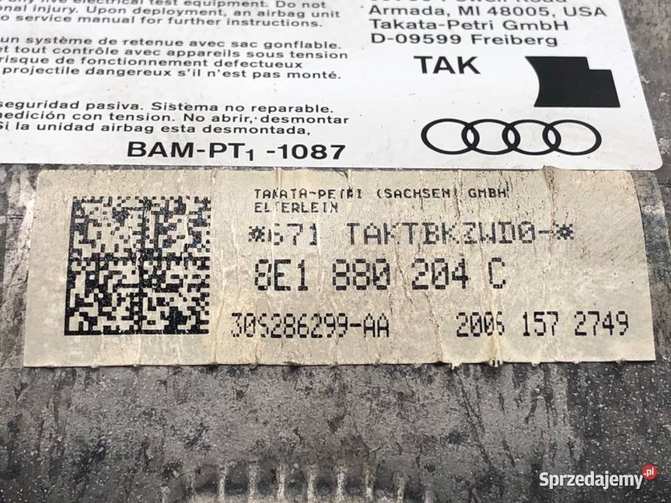 PODUSZKA POWIETRZNA PASAŻERA AUDI A4 B7 podkarpackie