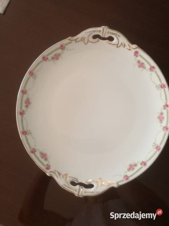 Śliczna stara porcelanowa patera talerz M Z wielokolorowy
