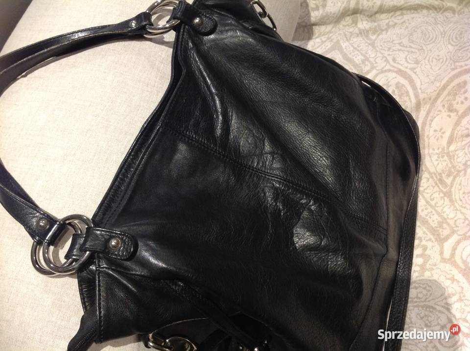Worek Torebka Skórzana Damska Czarna Skóra 35cm Nowa Sól sprzedam