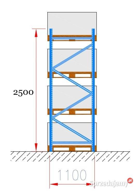 Regał paletowy dwukolumnowy L2 x 2700mm H2500mm Nowy Targ