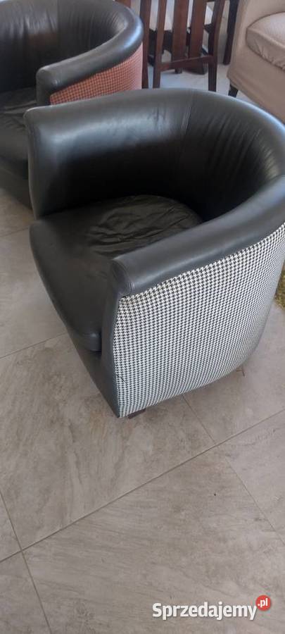 4 Fotele czarne skórzane klubowe Rogoż