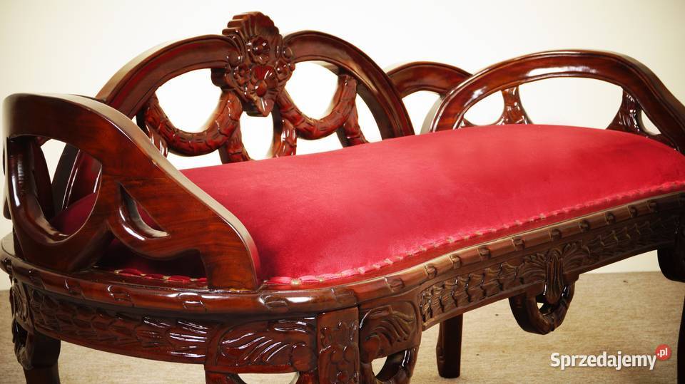 Stylowa Ławka rzeźbiona tapicerowana siedzisko 65cm Września sprzedam