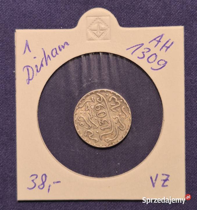 1 Drachm SREBRO AH 1309Maroko K15 dolnośląskie Wałbrzych
