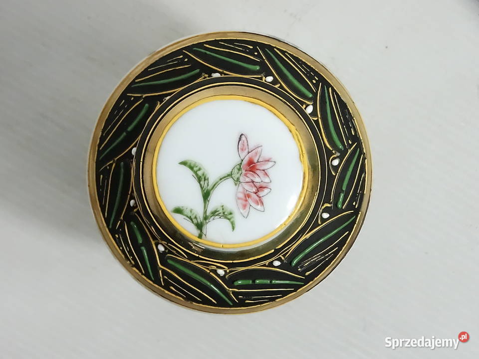 Japońska puszka pojemnik na herbatę Porcelana z Biłgoraj