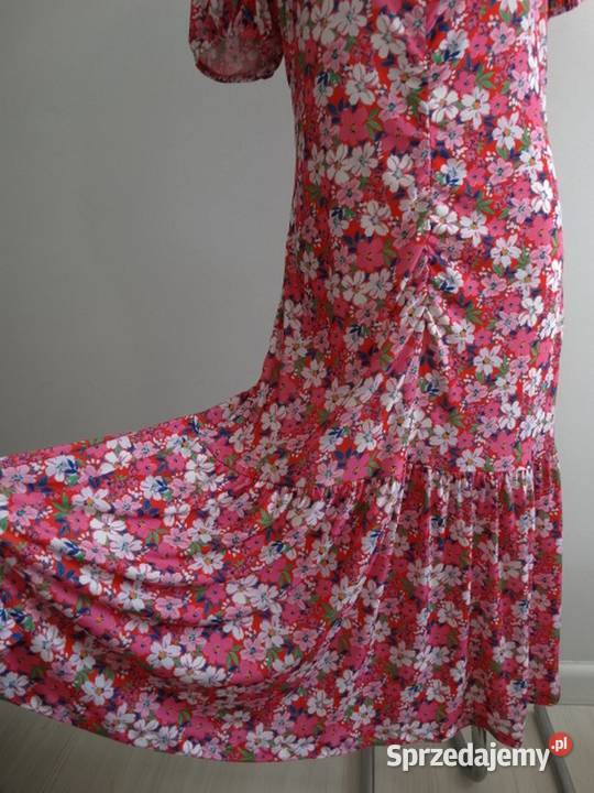 Sukienka Długa Drobne Kwiaty Marszczona Spódnice i sukienki Łomża