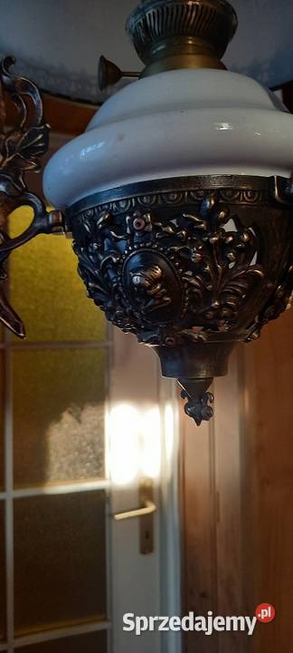 Duża wisząca lampa naftowa z bocznymi Skierniewice