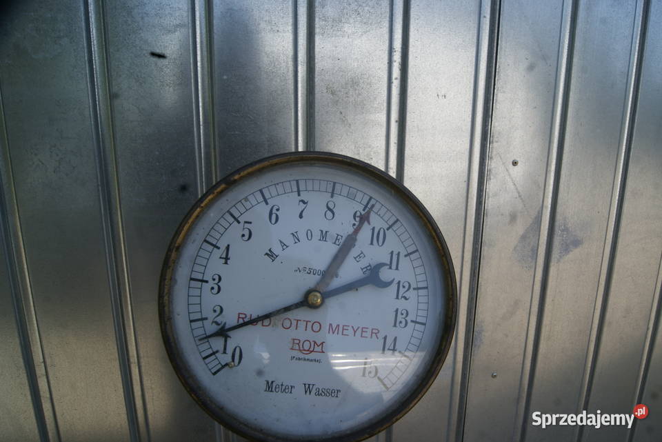 STARY DUŻY MANOMETER FABRIKMARKEJ ZEGAR DZIAŁA Rybnik