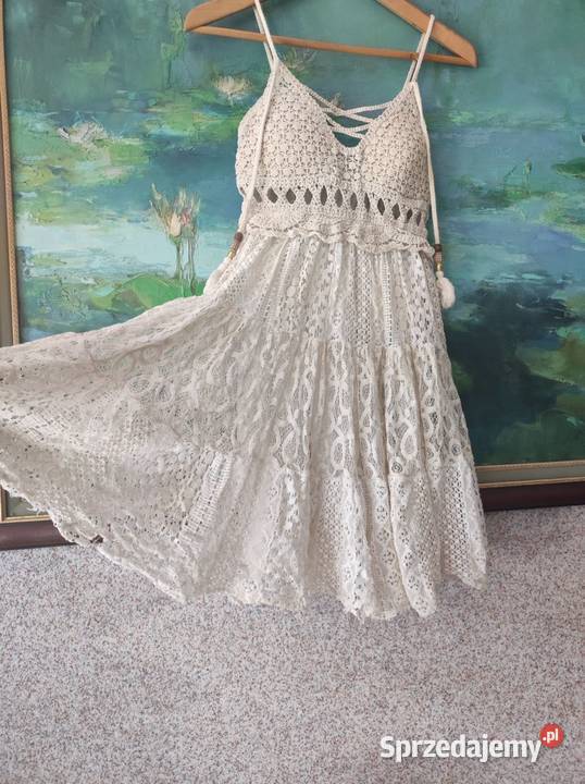 ZARA sukienka koronkowa ażurowa boho rozszerzana Rozmiar uniwersalny Kielce