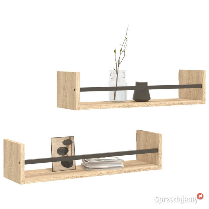Półki ścienne z drążkami 2 dąb sonoma 60x16x14 mazowieckie Warszawa