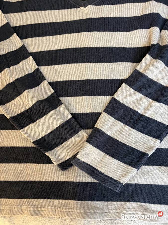 Sweter bluza w paski z dekoltem w serek Jasło