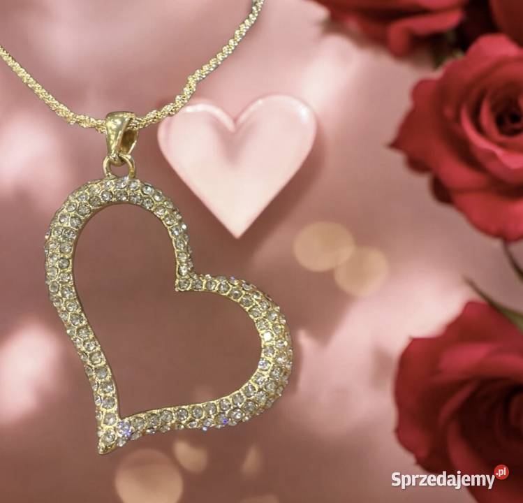 Pozłacany naszyjnik model walentynkowy z sercem pozłacane Wolsztyn
