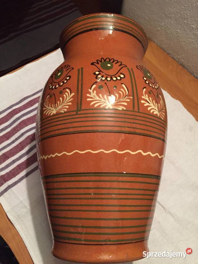 Wazon ceramiczny o pięknym malowanym wzorze Antyki, Sztuka, Kolekcje śląskie Ruda Śląska