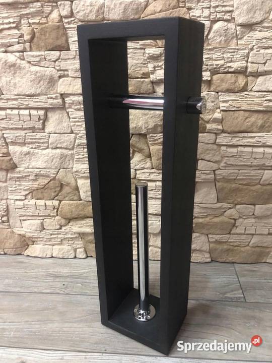 Stojak drewniany na papier toaletowy czarny mat Dębica