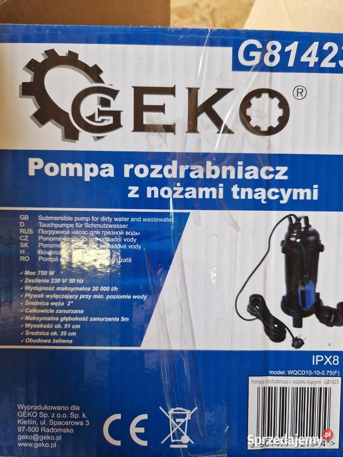 Pompa rozdrabniacz z nożami tnącymi Geko G81423 Głogowa