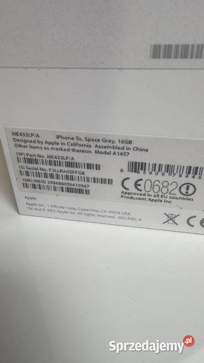 IPHONE 5S 16 GB SpaceGray Krajowy NOWY KOMPLET śląskie Ruda Śląska