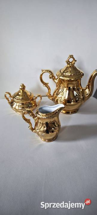 Złoty porcelanowy serwis do kawy KHM Bawaria Legnica