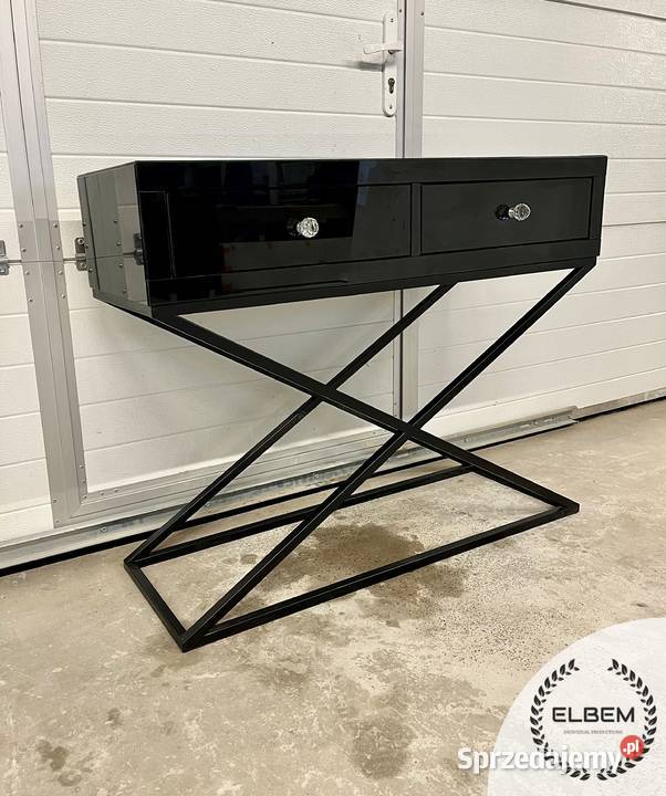 Konsola czarne szkło Glamour czarny stelaż 80cm świętokrzyskie Kielce