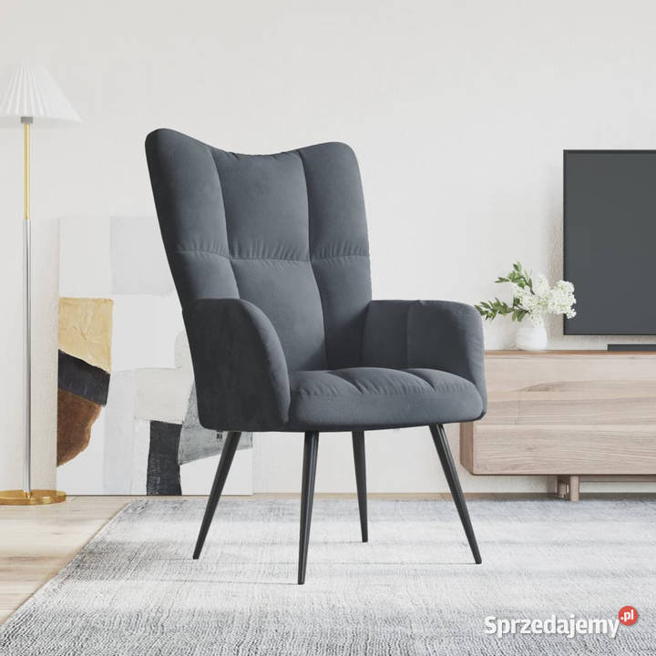Fotel ciemnoszary obity aksamitem WM328074 mazowieckie Warszawa sprzedam