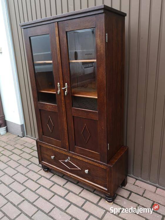 Witryna Biblioteka Serwantka Dębowa Stara Antyk Swarzędz