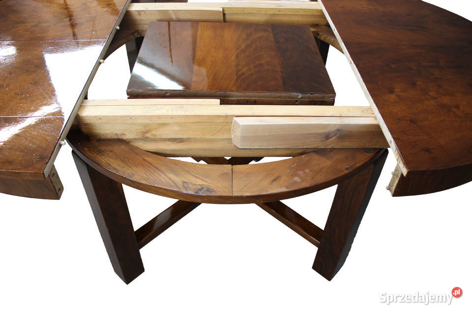Okrągły stół Art Deco w orzechu renowacji Bydgoszcz