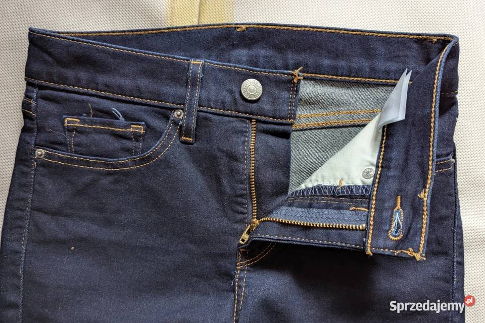 Levis Mile High Super Skinny Jeansy Blue Denim Bez wzoru