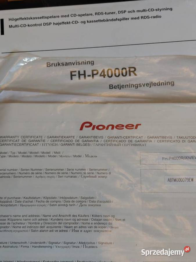 Radio Pioneer FHP4000R Pioneer Car audio Gostynin sprzedam